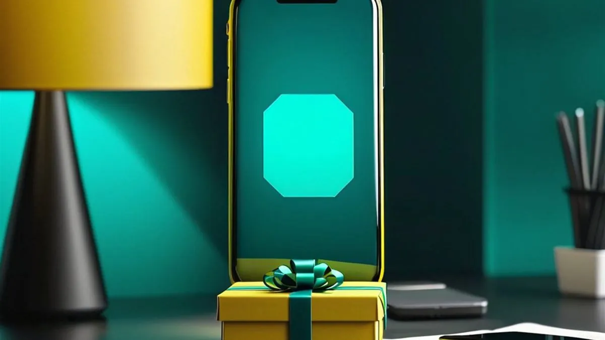 Phone and a yellow gift box